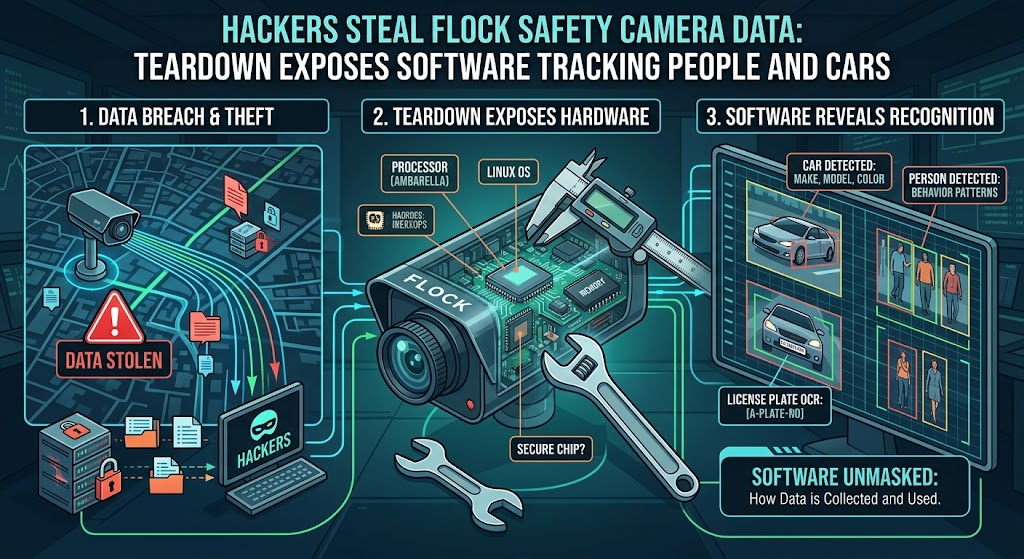 Hackers Steal Flock Safety Camera Data: Teardown Exposes Software Tracking People and Cars